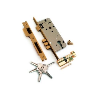 Замок врезной с защелкой (а=85мм, 3 прямоугольных ригеля, английский ключ) L01-45-70 TR AB/ACF SILLUR Замок врезной с защелкой (а=85мм, 3 прямоугольных ригеля, английский ключ) L01-45-70 TR AB/ACF SILLUR