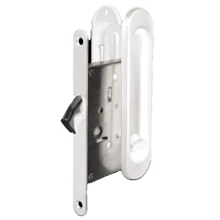 Ручка для раздвижной двери с механизмом, овал, с заверткой, цвет белый Ручка для раздвижной двери с механизмом, овал, с заверткой, цвет белый