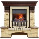 Каминокомплект Pierre Luxe угловой - Темный дуб / Сланец (Высота 1005мм) с очагом Danville Brass FB2 Dimplex