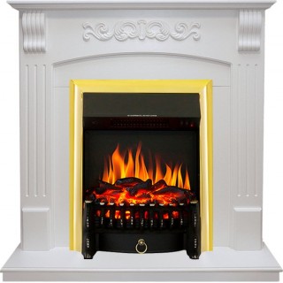 Каминокомплект Sorrento - Белый дуб с очагом Fobos FX Brass Royal Flame Каминокомплект Sorrento - Белый дуб с очагом Fobos FX Brass Royal Flame