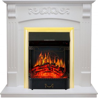 Каминокомплект Sorrento - Белый дуб с очагом Majestic FX Brass Royal Flame Каминокомплект Sorrento - Белый дуб с очагом Majestic FX Brass Royal Flame