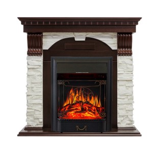 Каминокомплект Dublin - Темный дуб / Сланец белый с очагом Majestic FX Black Royal Flame Каминокомплект Dublin - Темный дуб / Сланец белый с очагом Majestic FX Black Royal Flame