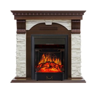 Каминокомплект Dublin угловой - Темный дуб / Сланец белый с очагом Majestic FX Black Royal Flame Каминокомплект Dublin угловой - Темный дуб / Сланец белый с очагом Majestic FX Black Royal Flame