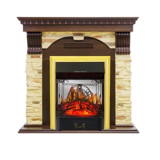 Каминокомплект Dublin - Темный дуб / Сланец с очагом Majestic FX M Brass Royal Flame Каминокомплект Dublin - Темный дуб / Сланец с очагом Majestic FX M Brass Royal Flame