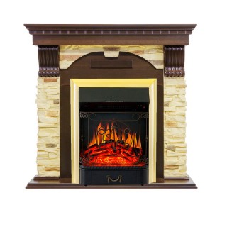 Каминокомплект Dublin - Темный дуб / Сланец с очагом Majestic FX Brass Royal Flame Каминокомплект Dublin - Темный дуб / Сланец с очагом Majestic FX Brass Royal Flame