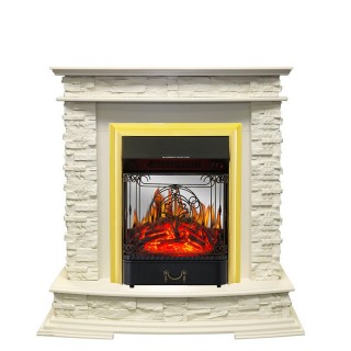 Каминокомплект Luzern - Слоновая кость с очагом Majestic FX M Brass Royal Flame Каминокомплект Luzern - Слоновая кость с очагом Majestic FX M Brass Royal Flame