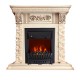 Каминокомплект Luxemburg (каменный) - Сланец/Cлоновая кость с патиной с очагом Aspen Black Royal Flame