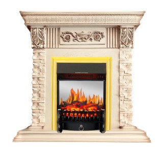 Каминокомплект Luxemburg (каменный) - Сланец/Cлоновая кость с патиной с очагом Fobos FX M Brass Royal Flame Каминокомплект Luxemburg (каменный) - Сланец/Cлоновая кость с патиной с очагом Fobos FX M Brass Royal Flame