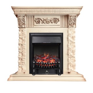 Каминокомплект Luxemburg (каменный) - Сланец/Cлоновая кость с патиной с очагом Fobos FX Black Royal Flame Каминокомплект Luxemburg (каменный) - Сланец/Cлоновая кость с патиной с очагом Fobos FX Black Royal Flame