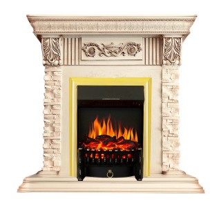 Каминокомплект Luxemburg (каменный) - Сланец/Cлоновая кость с патиной с очагом Fobos FX Brass Royal Flame Каминокомплект Luxemburg (каменный) - Сланец/Cлоновая кость с патиной с очагом Fobos FX Brass Royal Flame