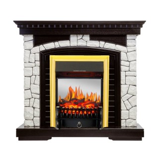Каминокомплект Glasgow - Венге / Белый с очагом Fobos FX M Brass Royal Flame Каминокомплект Glasgow - Венге / Белый с очагом Fobos FX M Brass Royal Flame