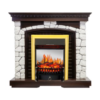 Каминокомплект Glasgow - Темный дуб / Белый с очагом Fobos FX M Brass Royal Flame Каминокомплект Glasgow - Темный дуб / Белый с очагом Fobos FX M Brass Royal Flame