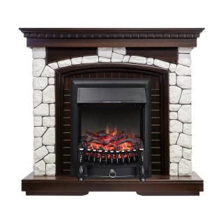Каминокомплект Glasgow - Темный дуб / Белый с очагом Fobos FX Black Royal Flame Каминокомплект Glasgow - Темный дуб / Белый с очагом Fobos FX Black Royal Flame