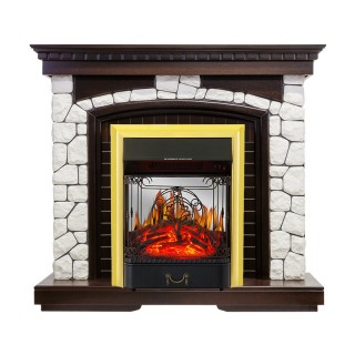 Каминокомплект Glasgow - Темный дуб / Белый с очагом Majestic FX M Brass Royal Flame Каминокомплект Glasgow - Темный дуб / Белый с очагом Majestic FX M Brass Royal Flame