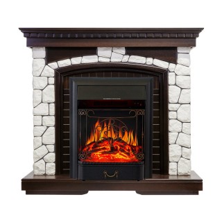 Каминокомплект Glasgow - Темный дуб / Белый с очагом Majestic FX Black Royal Flame Каминокомплект Glasgow - Темный дуб / Белый с очагом Majestic FX Black Royal Flame