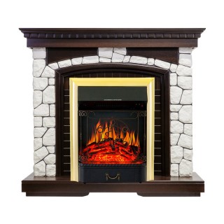 Каминокомплект Glasgow - Темный дуб / Белый с очагом Majestic FX Brass Royal Flame Каминокомплект Glasgow - Темный дуб / Белый с очагом Majestic FX Brass Royal Flame