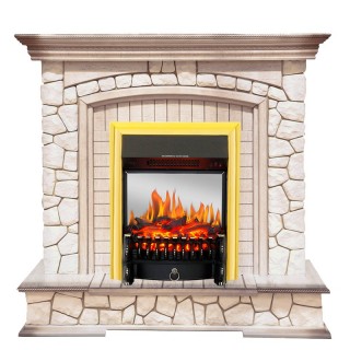 Каминокомплект Preston - Белый/Слоновая кость с патиной с очагом Fobos FX M Brass Royal Flame Каминокомплект Preston - Белый/Слоновая кость с патиной с очагом Fobos FX M Brass Royal Flame