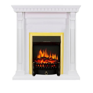 Каминокомплект Orlean - Белый с очагом Fobos FX Brass Royal Flame Каминокомплект Orlean - Белый с очагом Fobos FX Brass Royal Flame