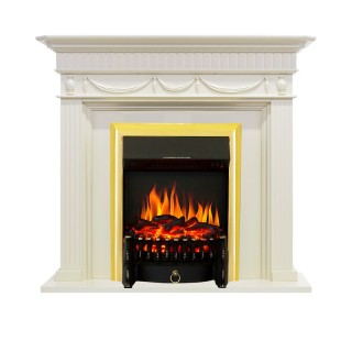 Каминокомплект Corfu - Слоновая кость с очагом Fobos FX Brass Royal Flame Каминокомплект Corfu - Слоновая кость с очагом Fobos FX Brass Royal Flame