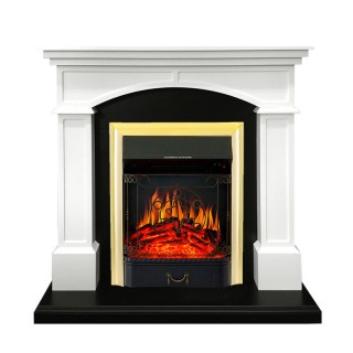 Каминокомплект Langford - Белый с черным с очагом Majestic FX Brass Royal Flame Каминокомплект Langford - Белый с черным с очагом Majestic FX Brass Royal Flame