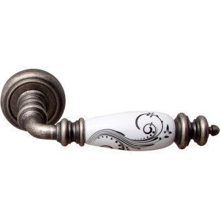 Дверная ручка на розетке 473 V Siena Античное серебро + керамика декор Дверная ручка на розетке 473 V Siena Античное серебро + керамика декор