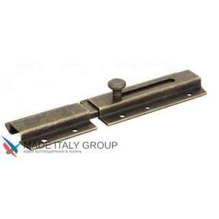 261OA20 Задвижка дверная усиленная, плоский ригель ALDEGHI 200мм античная бронза